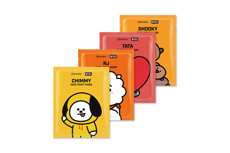 Download Mediheal Bt21 Face Point Mask 1pack 4pcspostcardbookmark PSD Mockup Templates